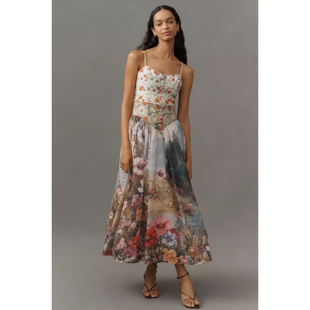 Anthropologie The Muse Basque-Waist Midi Dress XL NWT - Picture 3 of 5